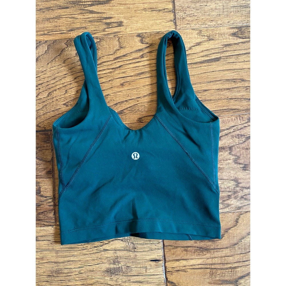 Lululemon Align Tank Top Green Teal Nulu Built-in Bra Size 0 LW1DTWS - Picture 2 of 4